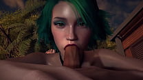 Smoking Hot Girl With Green Hair Gives a Sloppy Blowjob in POV - 3D Porn